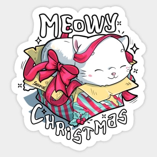 Meowy Christmas cat and Christmas pun Sticker